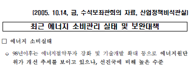 최근 에너지소비 실태 및 보완대책