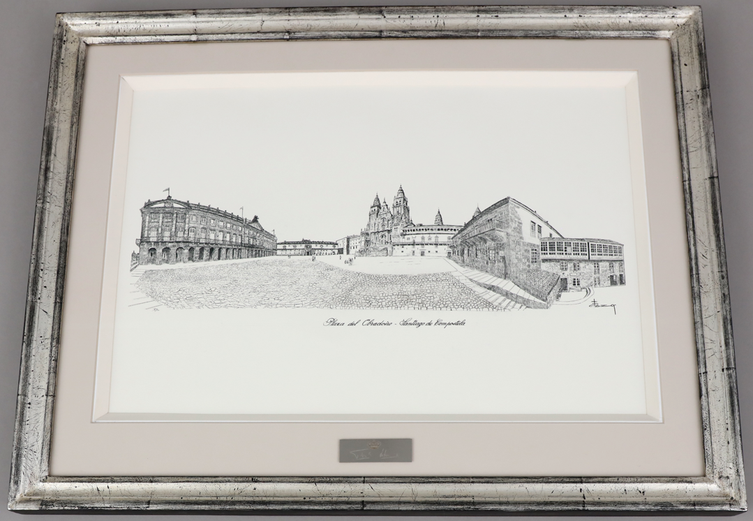 산티아고 오브라도이로 광장 펜화 Pen picture of Praza do Obradoiro in Santiago
